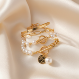 Bracelets perles et herringbone - soie froissée