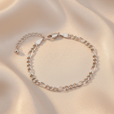 Bracelet Figaro argent - soie froissée champagne