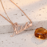 Collier prénom couronne rose doré - pierre travertin