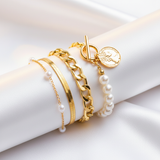 Set complet bracelets dorés - vue de côté