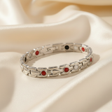 Bracelet magnétique argent - soie froissée champagne
