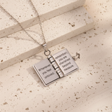 Collier livre argent - pierre travertin