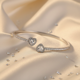 Jonc cœur zircon argent - macro cristaux