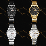 4 Montres sur Marbre Noir et Or