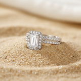 Bague Argent Halo sur Sable Doré