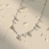 Collier zircon argent - macro pierre blanche