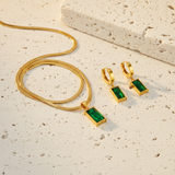 Set émeraude doré - pierre travertin + verre ambré