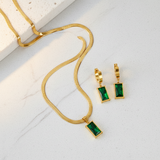 Set émeraude doré - flat lay pierre blanche