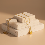 Collier cœur love - blocs travertin empiélés