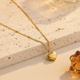 Collier cœur love doré - pierre travertin