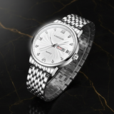 Montre Acier Argenté Cadran Blanc sur Marbre